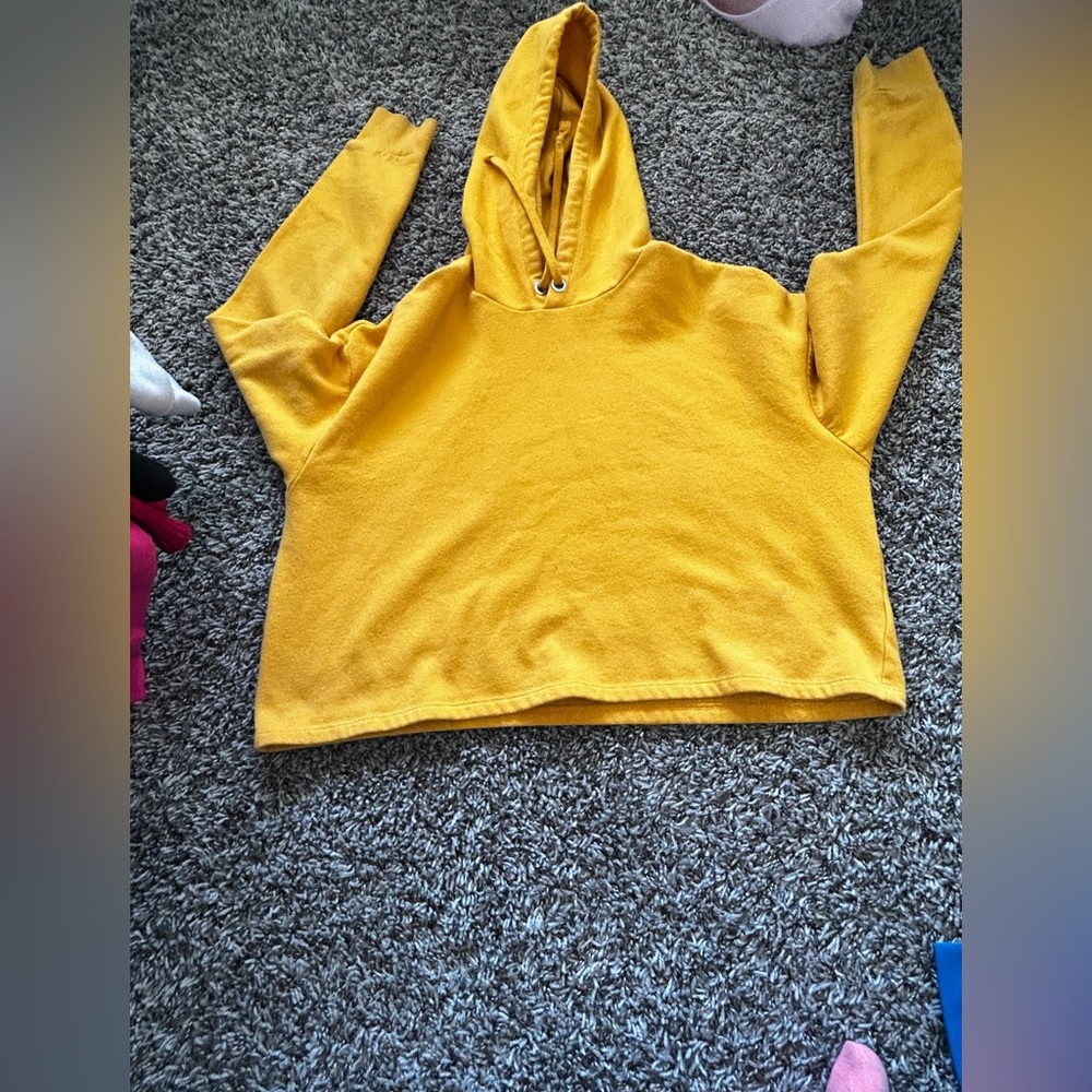 Yellow cropped hoodie